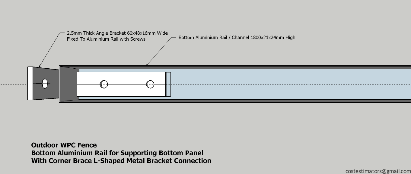 Bottom Aluminium Rail for Supporting Bottom Panel