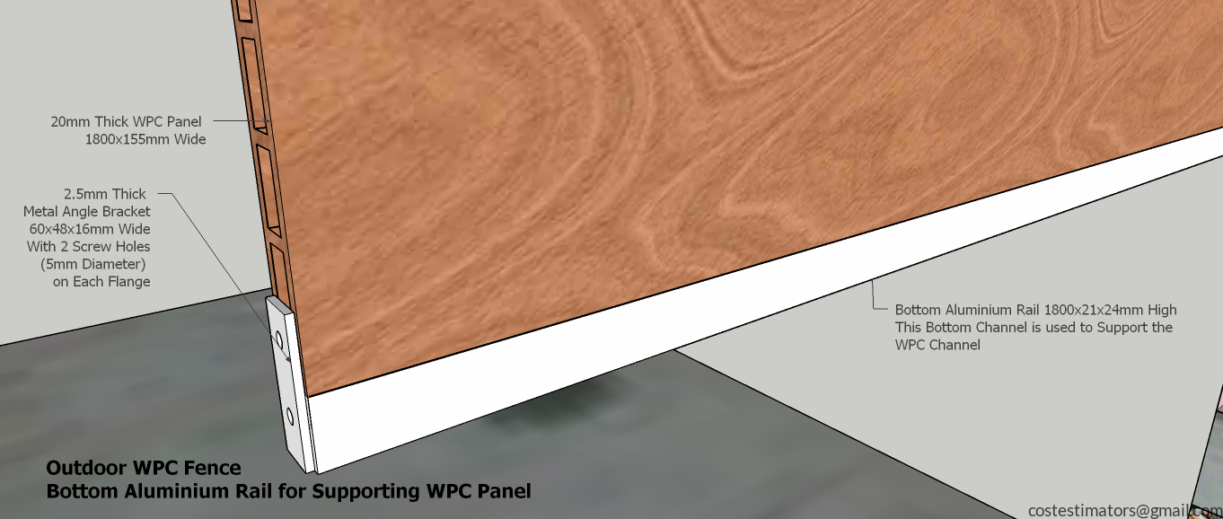 Bottom Aluminium Rail for Supporting WPC Panel_7
