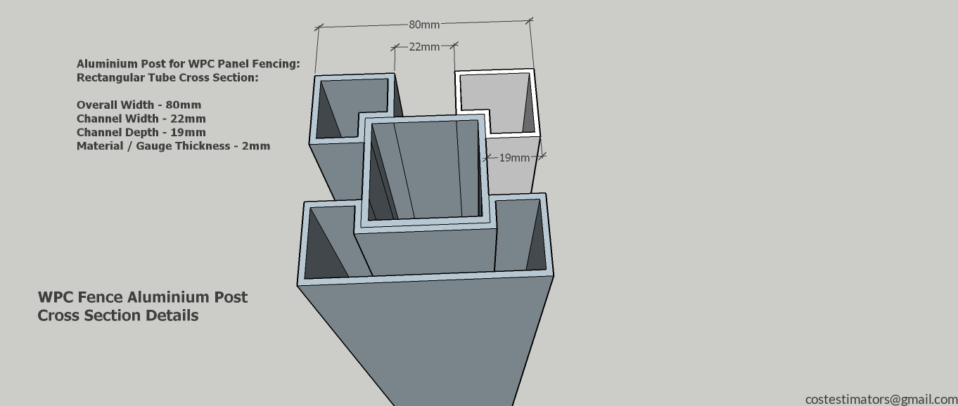 WPC Fence Aluminium Post_4C